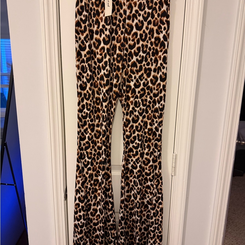 Three Bird Nest Leopard Print Flare Pants